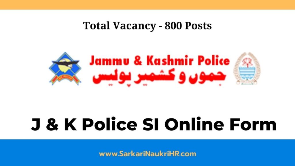 JK Police SI Recruitment 2021